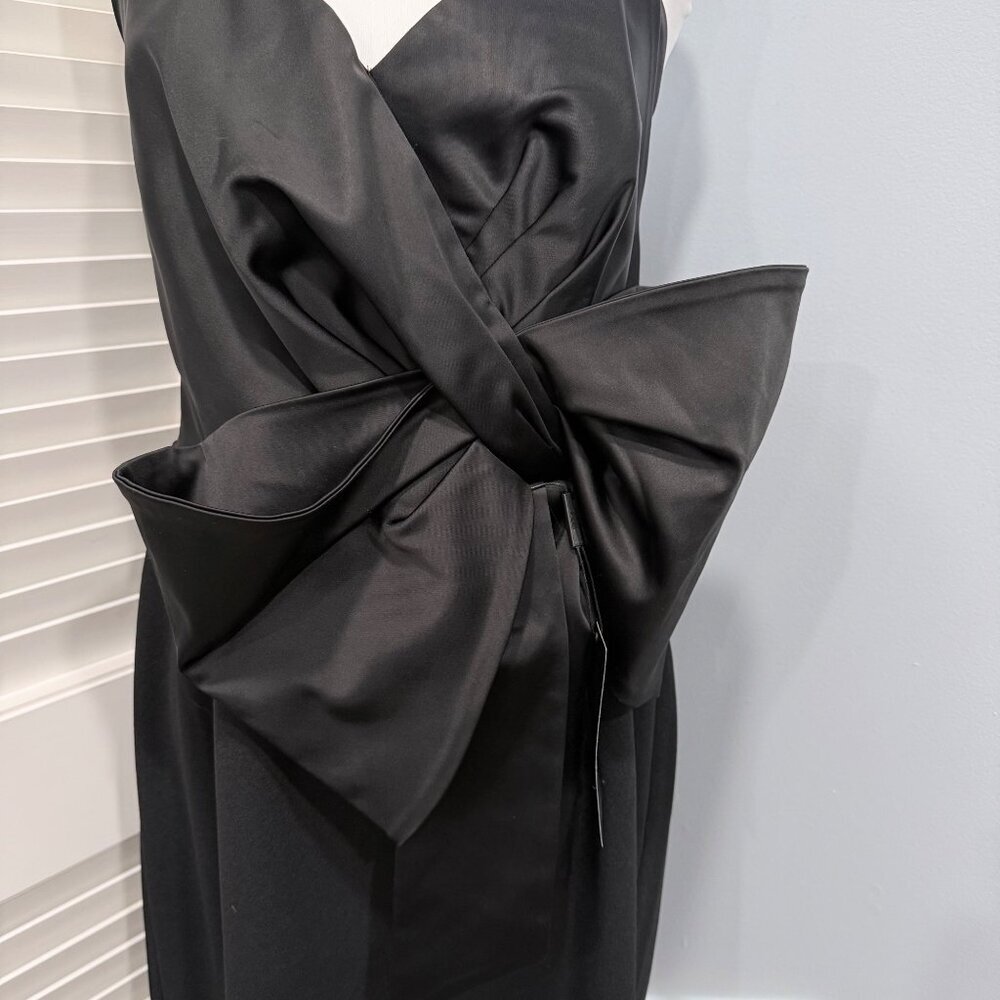 WHBM Black Satin Strapless Bow Dress Size 14 Cocktail Event Party Holiday NEW - Picture 5 of 12